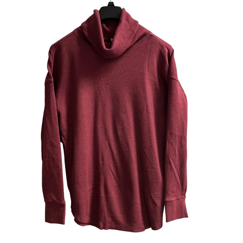 Eddie Bauer Purple Thermal Waffle Knit‎ Turtleneck Pullover Womens LT Layer